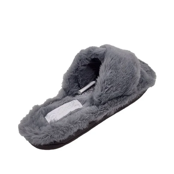 Ladies Shoes Grosby Invisible Crossover Grey Furry Slip on - Picture 5 of 6
